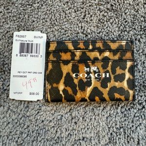 Coach Leather Leopard Card Case